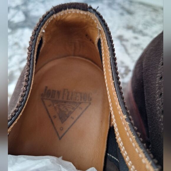 John Fluevog Brown Suede  Oxford‎ Dress Shoes Lace Up Mens 9